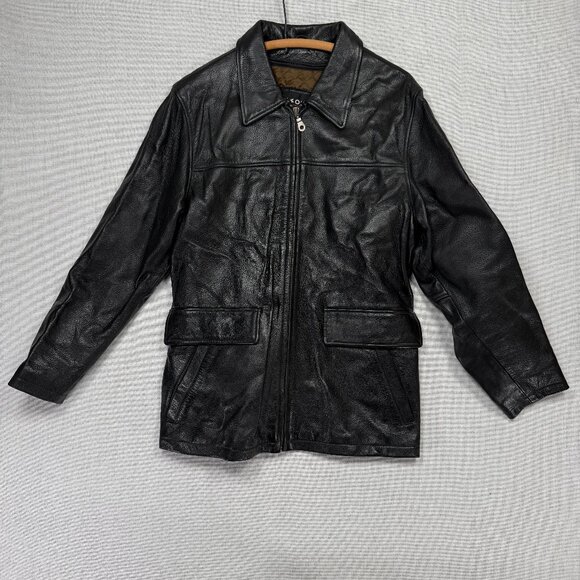 Vintage Wilsons Leather Black Jacket Full Zip Front Quilted Liner Size S - Picture 1 of 14